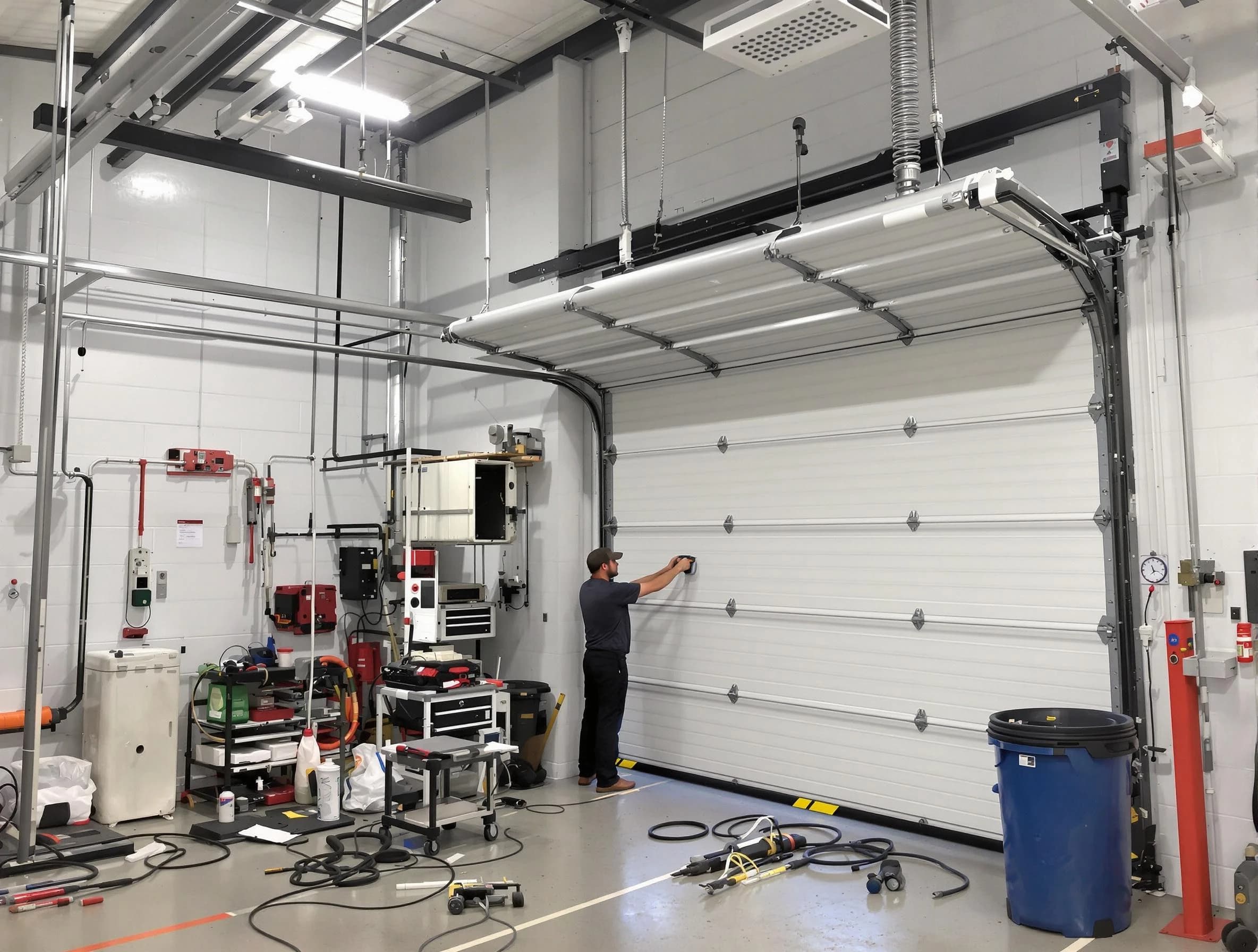 American Fork Garage Door Repair certified technician performing commercial door repair at a American Fork business facility