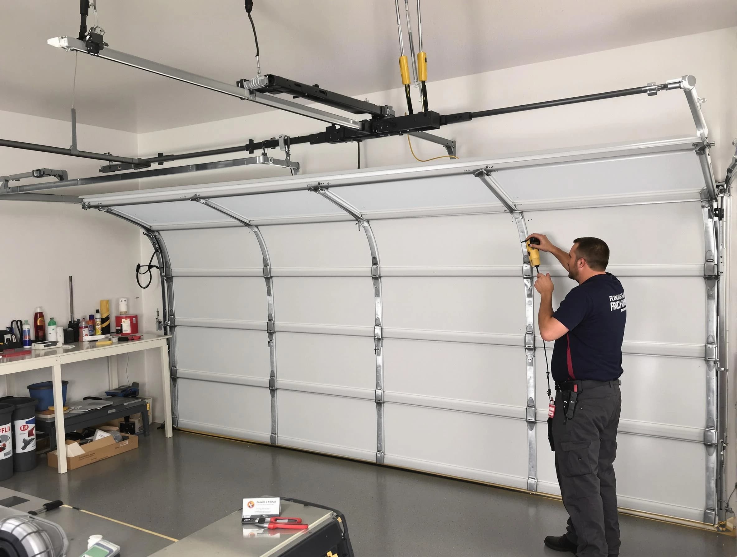 American Fork Garage Door Repair certified technician performing overhead door system repair in American Fork
