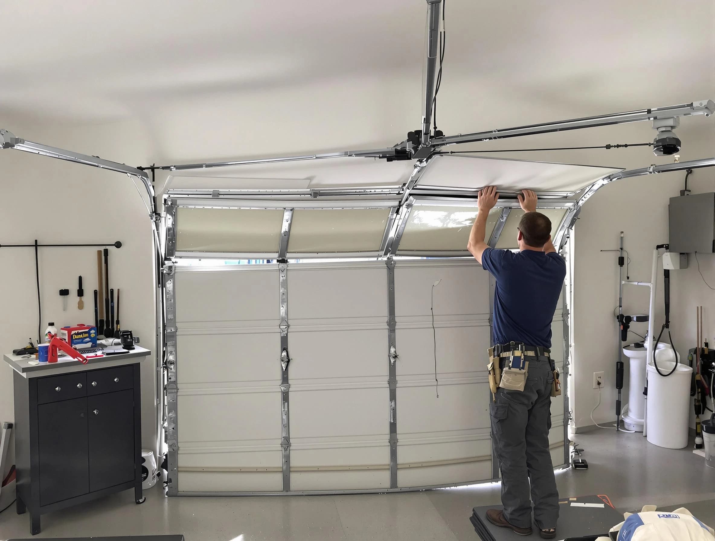 American Fork Garage Door Repair specialist performing precise section replacement on American Fork garage door