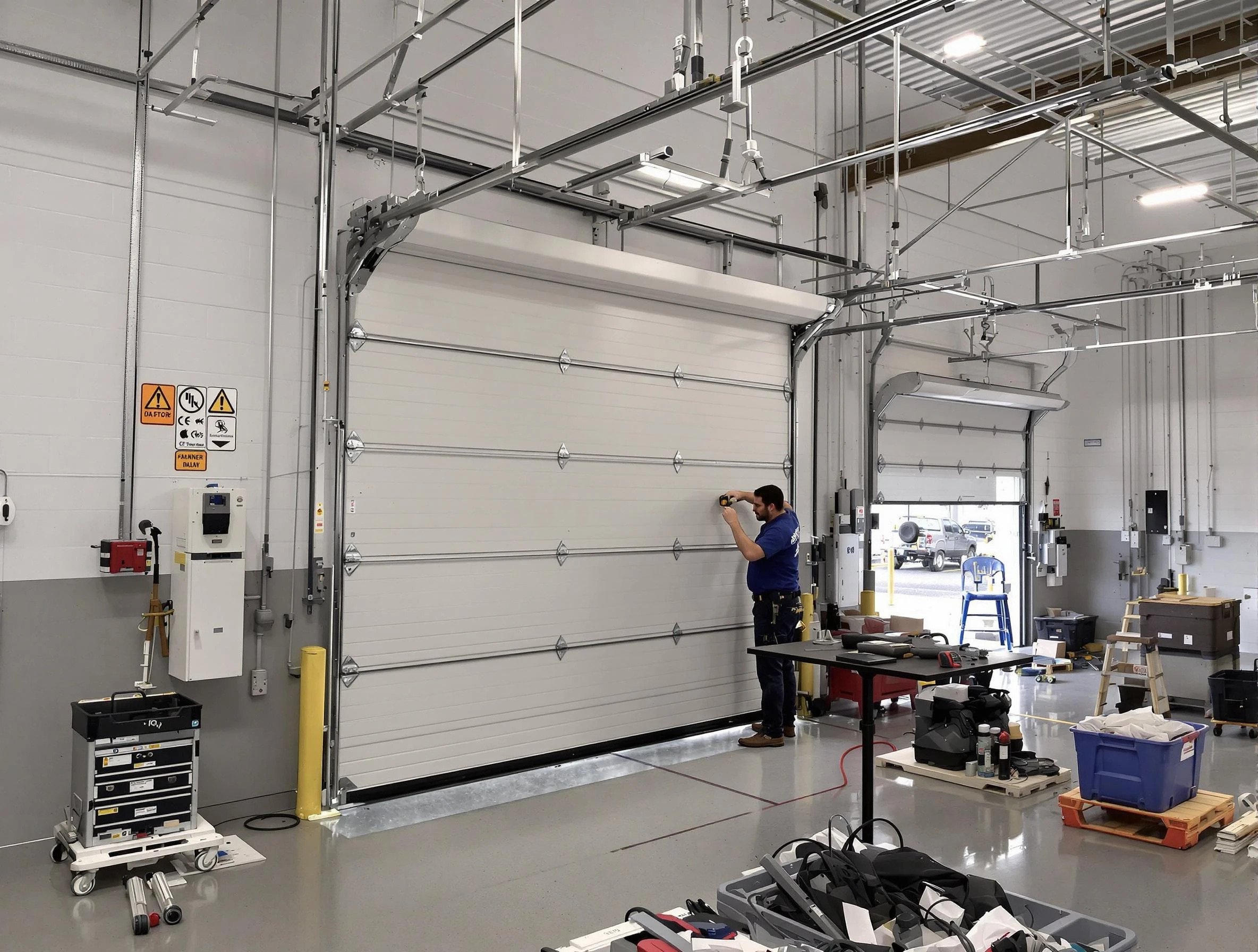 Commercial garage door repair being performed by American Fork Garage Door Repair expert in American Fork