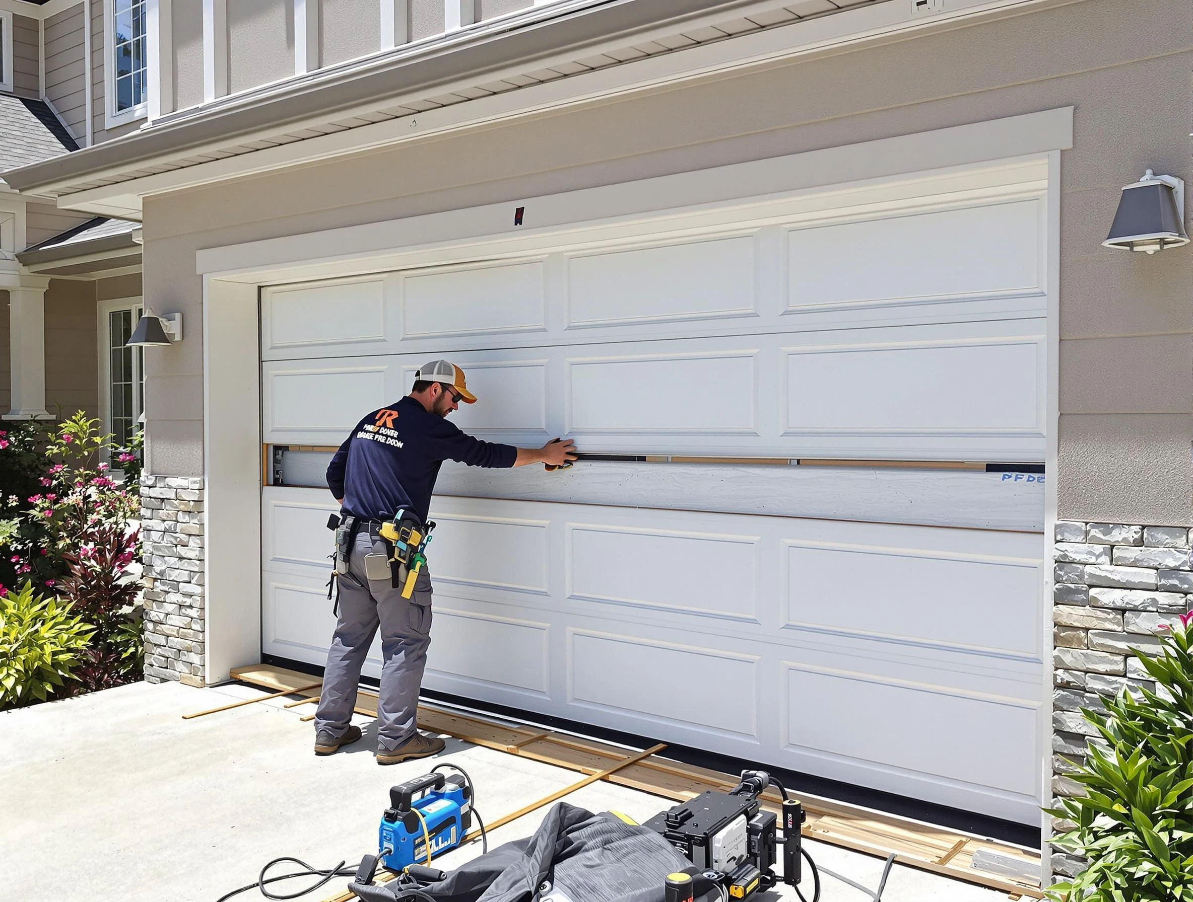American Fork Garage Door Repair team performing complete garage door replacement at American Fork residence