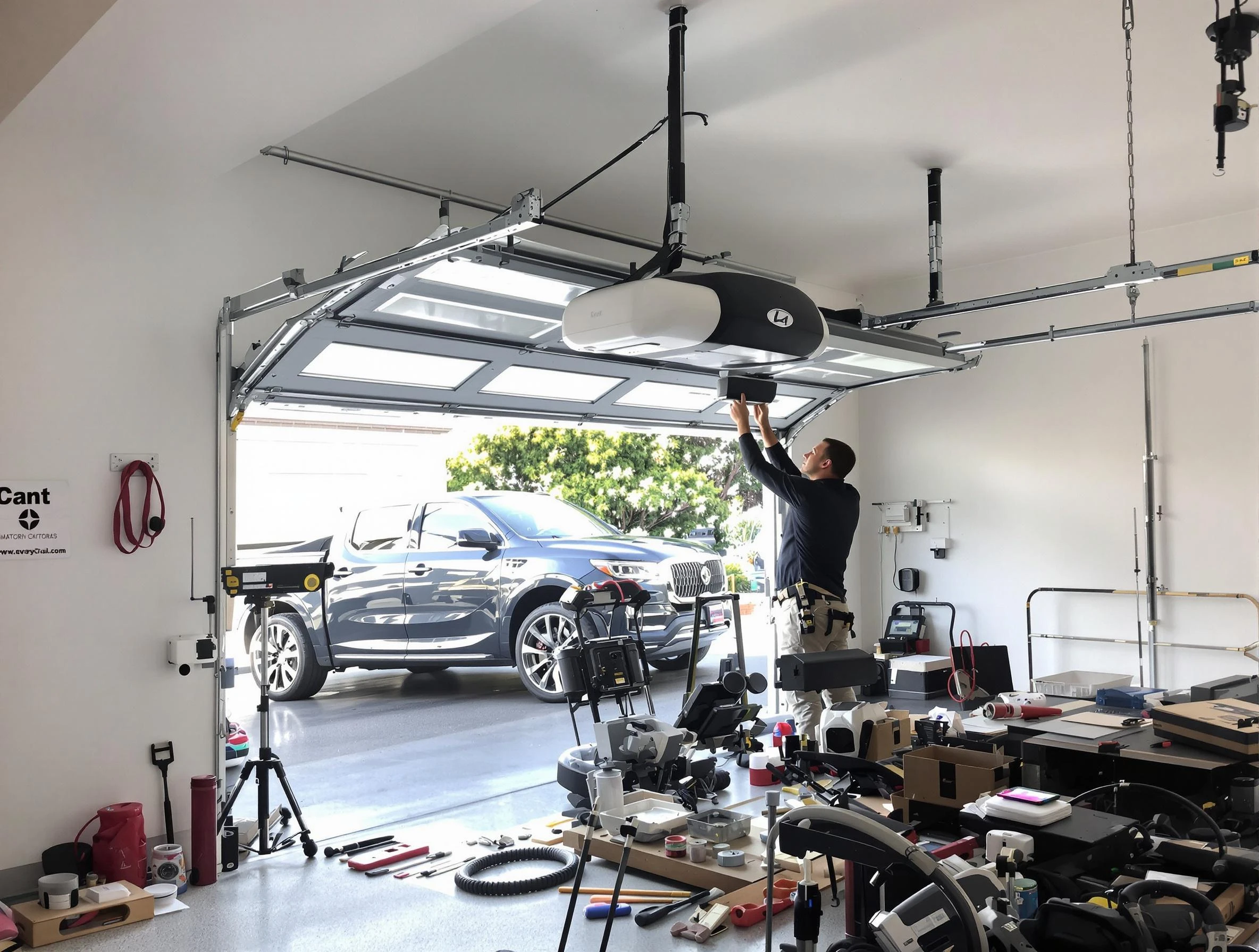 American Fork Garage Door Repair specialist installing smart garage door opener system in American Fork home