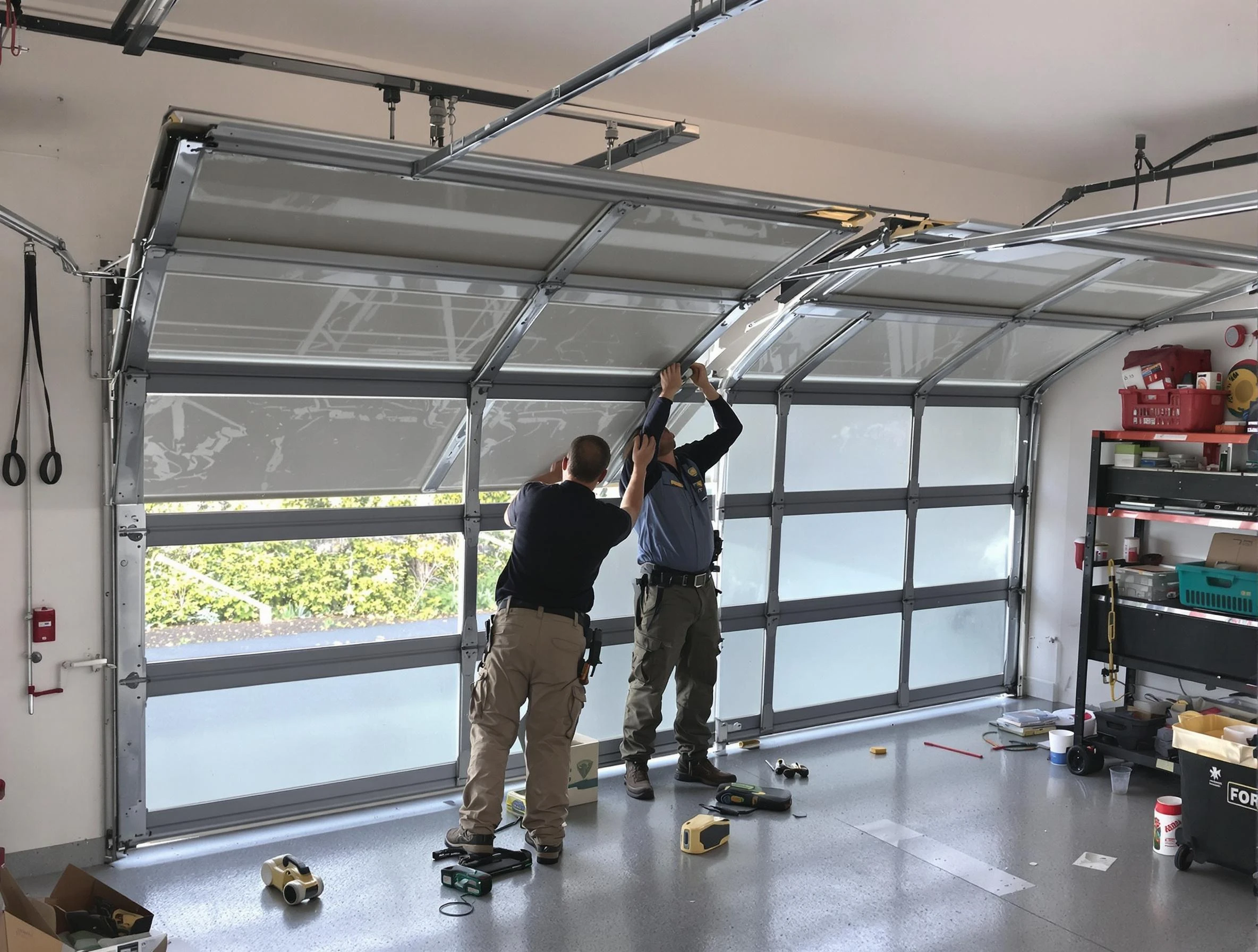 American Fork Garage Door Repair expert performing precise panel replacement on American Fork garage door