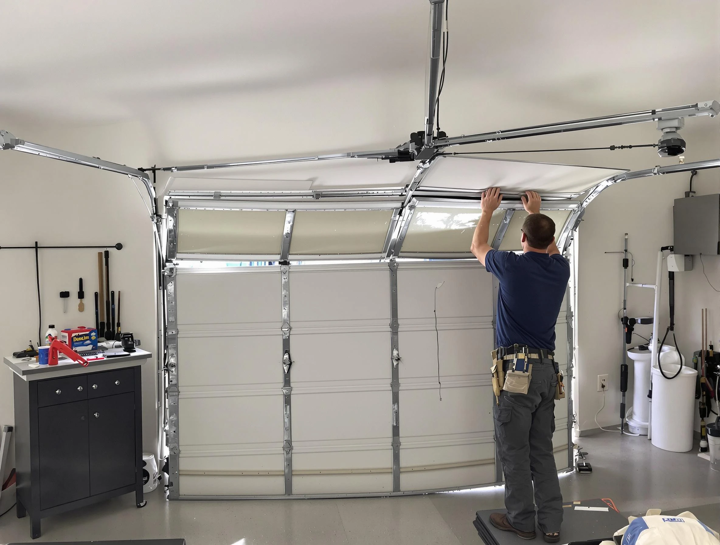 American Fork Garage Door Repair specialist performing precise section replacement on American Fork garage door